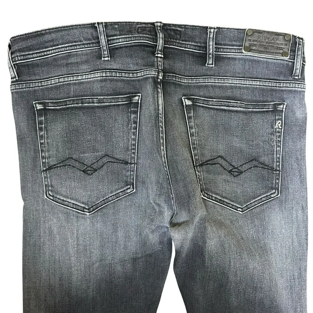 Replay Jeans‎ Men's W36 L33 JONDRILL Slim Stretch Black Denim Zip Fly